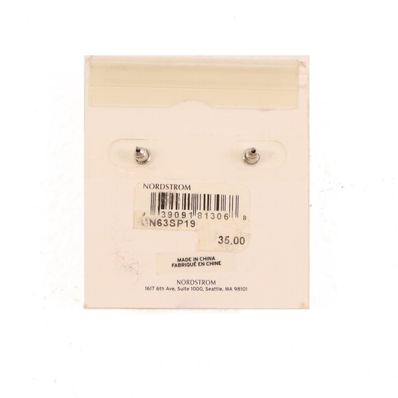 Something Navy Nordstrom Earrings Imitation Pearl Drop Silver Color NWT B13 - Picture 2 of 4